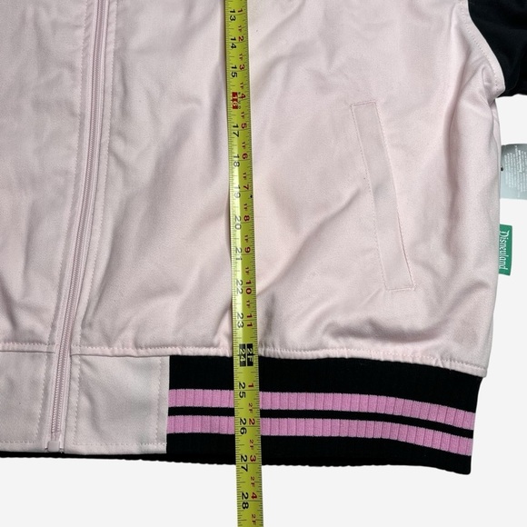 Disney Varsity Jacket Womens Mickey Mouse Pink Black Disneyland Lined Zip NEW - Picture 10 of 16
